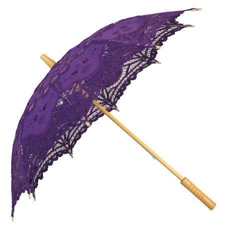Embroidered Lace Parasol - Dark Berry