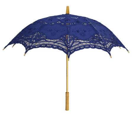 Embroidered Lace Parasol - Dark Blue