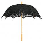 Embroidered Lace Parasol - Black