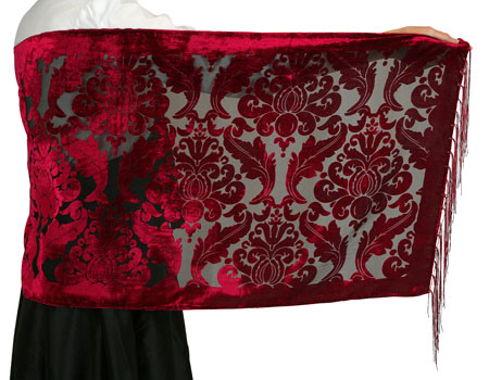 Baroque Rectangle Shawl - Red Velvet