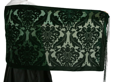 Baroque Rectangle Shawl - Green Velvet
