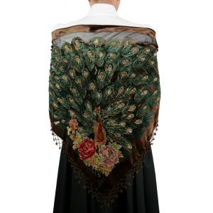  Victorian,Old West,Edwardian Ladies Shawls Brown Floral,Peacock Shawls |Antique, Vintage, Old Fashioned, Wedding, Theatrical, Reenacting Costume |