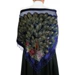  Victorian,Old West,Edwardian Ladies Shawls Blue Floral,Peacock Shawls |Antique, Vintage, Old Fashioned, Wedding, Theatrical, Reenacting Costume |