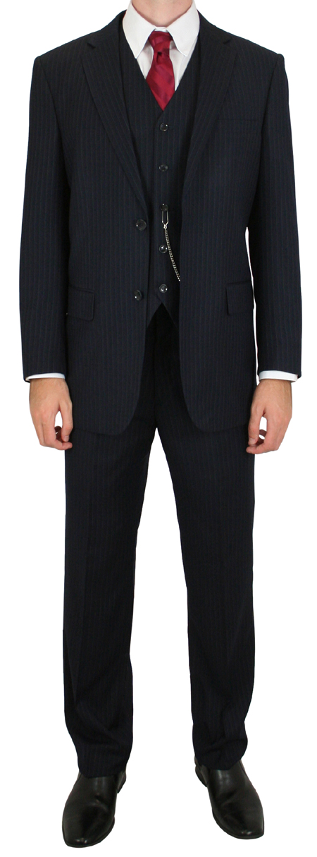 Luciano Pinstripe Suit - Navy