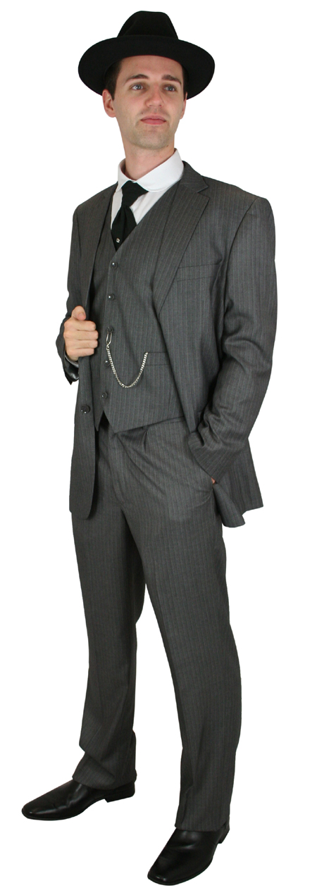Wedding Mens Gray Stripe Suit | Formal | Bridal | Prom | Tuxedo || Luciano Pinstripe Suit - Gray