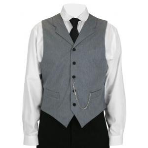  Victorian,Old West,Edwardian Mens Vests Gray Cotton Blend Solid Dress Vests,Matched Separates |Antique, Vintage, Old Fashioned, Wedding, Theatrical, Reenacting Costume |