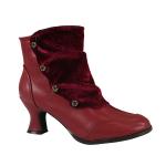  Victorian,Old West,Steampunk,Edwardian Ladies Footwear Burgundy Velvet,Faux Leather Solid Ankle Boots |Antique, Vintage, Old Fashioned, Wedding, Theatrical, Reenacting Costume |