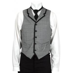  Victorian,Old West,Edwardian Mens Vests Gray,Black Wool Blend,Synthetic Plaid Dress Vests,Matched Separates |Antique, Vintage, Old Fashioned, Wedding, Theatrical, Reenacting Costume |