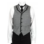  Victorian,Old West, Mens Vests Gray,Black Wool Blend,Synthetic Plaid Dress Vests,Matched Separates |Antique, Vintage, Old Fashioned, Wedding, Theatrical, Reenacting Costume |
