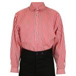  Victorian,Old West, Mens Shirts Red Cotton Stripe Work Shirts |Antique, Vintage, Old Fashioned, Wedding, Theatrical, Reenacting Costume |