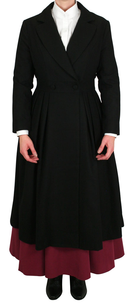 Bernadette Double Breasted Coat - Black Wool Blend
