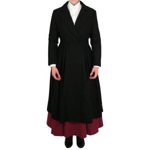  Victorian,Edwardian,Old West Ladies Coats Black Wool Blend Frock Coats |Antique, Vintage, Old Fashioned, Wedding, Theatrical, Reenacting Costume |