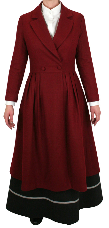 Wedding Ladies Red Wool Blend Notch Collar Frock Coat | Formal | Bridal | Prom | Tuxedo || Bernadette Double Breasted Coat - Red Wool Blend