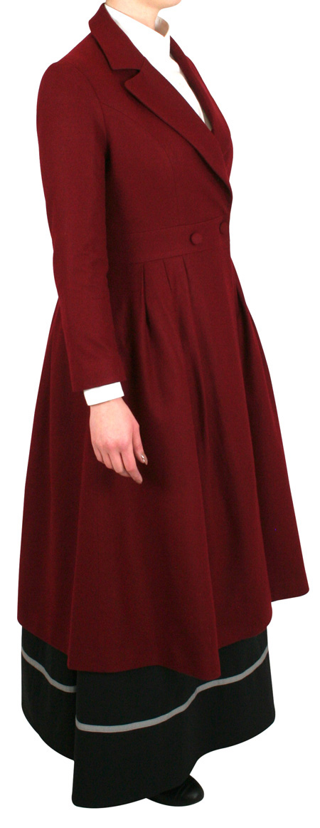 Bernadette Double Breasted Coat - Red Wool Blend