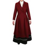  Victorian,Old West,Edwardian, Ladies Coats Red Wool Blend Frock Coats |Antique, Vintage, Old Fashioned, Wedding, Theatrical, Reenacting Costume |