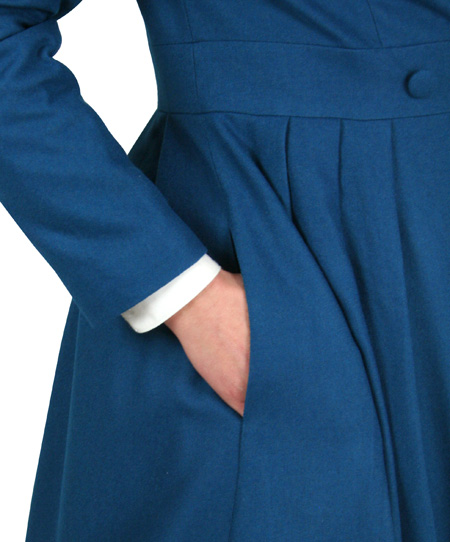 Bernadette Double Breasted Coat - Blue Wool Blend