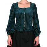  Victorian,Edwardian Ladies Blouses Green Velvet,Synthetic Stripe Fitted Blouses,Colorful Blouses |Antique, Vintage, Old Fashioned, Wedding, Theatrical, Reenacting Costume |