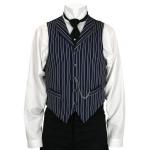  Victorian,Old West,Steampunk,Edwardian Mens Vests Blue Microfiber,Synthetic Stripe Dress Vests |Antique, Vintage, Old Fashioned, Wedding, Theatrical, Reenacting Costume |
