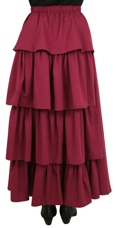 Twill Bustle Skirt - Burgundy