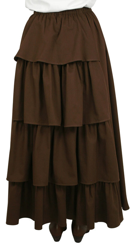 Twill Bustle Skirt - Dark Brown