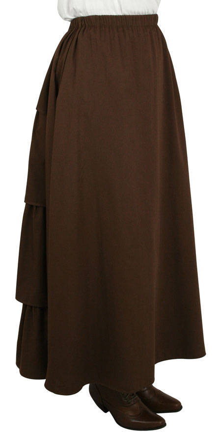 Twill Bustle Skirt - Dark Brown