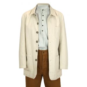  Victorian,Old West,Edwardian Mens Coats Ivory,Tan Cotton Solid Chore Coats |Antique, Vintage, Old Fashioned, Wedding, Theatrical, Reenacting Costume |