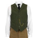 Aberdeen Tweed Vest - Olive Herringbone