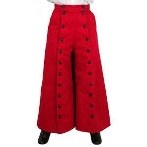  Old West Ladies Pants Red Cotton Solid Work Skirts,Riding Pants,Split Skirts |Antique, Vintage, Old Fashioned, Wedding, Theatrical, Reenacting Costume |