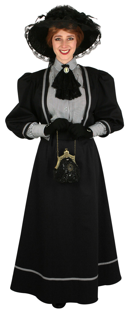 Vintage Ladies Black Cotton Solid Suit | Romantic | Old Fashioned | Traditional | Classic || Ladies Edwardian Suit - Black