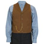  Victorian,Old West, Mens Vests Brown Cotton Solid Work Vests |Antique, Vintage, Old Fashioned, Wedding, Theatrical, Reenacting Costume |
