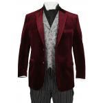  Victorian,Edwardian Mens Coats Burgundy Velvet,Synthetic Solid Smoking Jackets |Antique, Vintage, Old Fashioned, Wedding, Theatrical, Reenacting Costume |