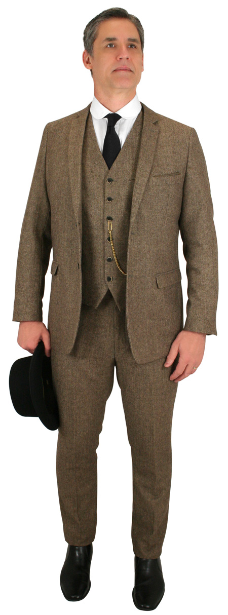 Victorian Mens Brown Herringbone Suit | Dickens | Downton Abbey | Edwardian || Stinson Tweed Suit - Brown Herringbone