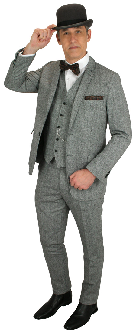 1800s Mens Gray Solid Suit | 19th Century | Historical | Period Clothing | Theatrical || Clifton Suit - Gray Tweed