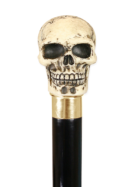 Macabre Skull Walking Stick - Gold