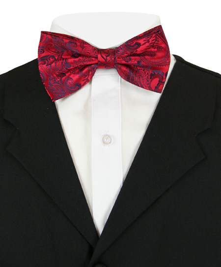 Pinnate Bow Tie - Red Paisley