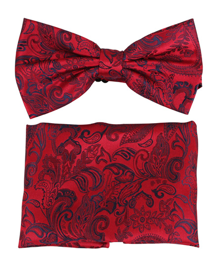 Pinnate Bow Tie - Red Paisley