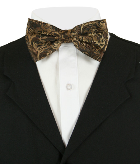 1800s Mens Brown Floral Bow Tie | 19th Century | Historical | Period Clothing | Theatrical || Tannin Bow Tie - Brown Leaf