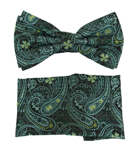 Vesper Bow Tie - Green Paisley