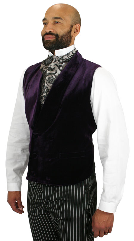Vintage Mens Purple Solid Shawl Collar Dress Vest | Romantic | Old Fashioned | Traditional | Classic || Thornton Vest - Purple Velvet