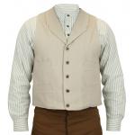  Victorian,Old West,Edwardian Mens Vests Tan Cotton Solid Work Vests |Antique, Vintage, Old Fashioned, Wedding, Theatrical, Reenacting Costume |