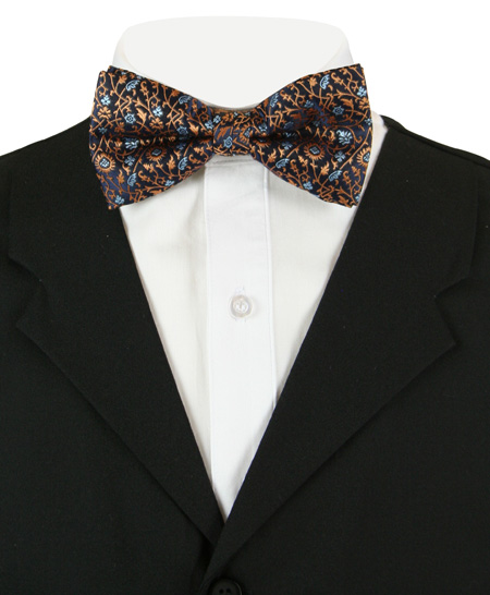 Wedding Mens Brown,Blue Floral Bow Tie | Formal | Bridal | Prom | Tuxedo || Bramble Bow Tie - Blue Rose