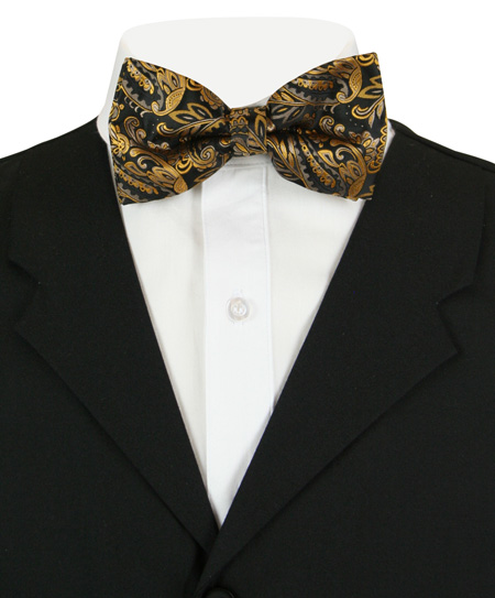 Victorian Mens Black,Brown Bow Tie | Dickens | Downton Abbey | Edwardian || Shoal Bow Tie - Bronze Paisley