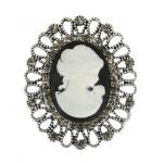 Silver Cameo - Magnetic Brooch