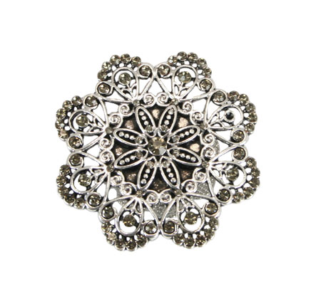 Steampunk Ladies Silver Magnetic Brooche | Gothic | Pirate | LARP | Cosplay | Retro | Vampire || Silver Mandala - Magnetic Brooch