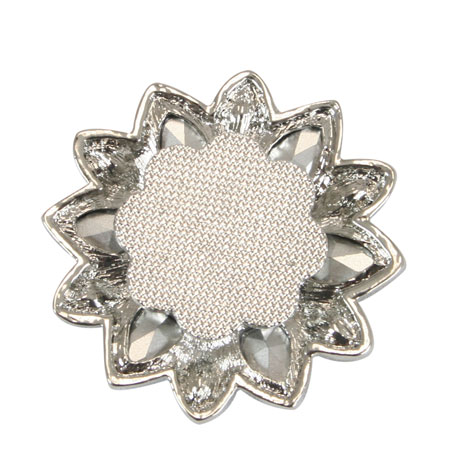 Silver Rhinestone Flower - Magnetic Brooch