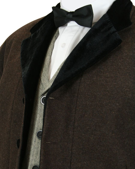 Davenport 100% Wool Frock Coat - Heathered Brown