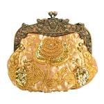  Victorian,Old West,Edwardian Ladies Accessories Gold Beaded Fabric,Metal Purses |Antique, Vintage, Old Fashioned, Wedding, Theatrical, Reenacting Costume |
