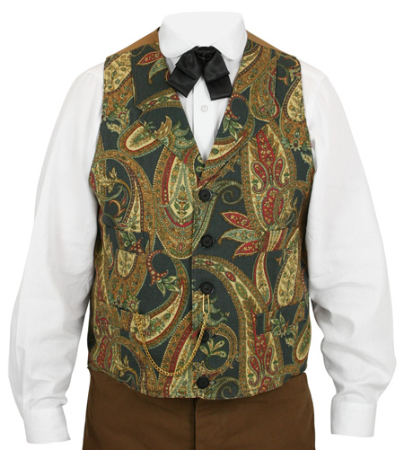 Hiram Vest - Green Paisley