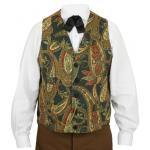  Victorian,Old West Mens Vests Tan,Gold,Blue Cotton Paisley Work Vests |Antique, Vintage, Old Fashioned, Wedding, Theatrical, Reenacting Costume |