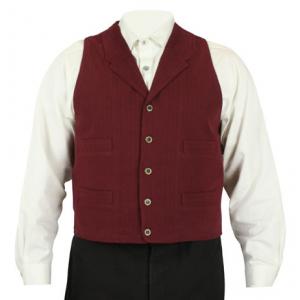  Victorian,Old West,Steampunk,Edwardian Mens Vests Burgundy,Red Cotton Solid Dress Vests,Work Vests,Matched Separates |Antique, Vintage, Old Fashioned, Wedding, Theatrical, Reenacting Costume |